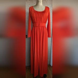 70's Red Qiana Lilli Diamond Hostess Gown - RETRO